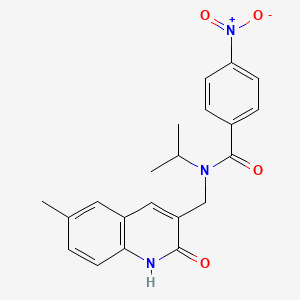 molecular formula C21H21N3O4 B7692934 N-((2-hydroxy-6-methylquinolin-3-yl)methyl)-N-isopropyl-4-nitrobenzamide 