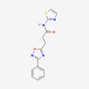 molecular formula C14H12N4O2S B7692950 3-(3-phenyl-1,2,4-oxadiazol-5-yl)-N-(thiazol-2-yl)propanamide 