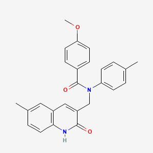 molecular formula C26H24N2O3 B7692958 N-((2-hydroxy-6-methylquinolin-3-yl)methyl)-4-methoxy-N-(p-tolyl)benzamide 