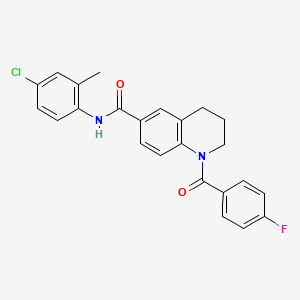 molecular formula C24H20ClFN2O2 B7692964 N-(4-chloro-2-methylphenyl)-1-(4-fluorobenzoyl)-1,2,3,4-tetrahydroquinoline-6-carboxamide 