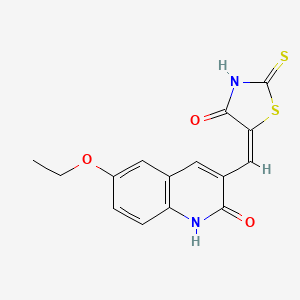 molecular formula C15H12N2O3S2 B7692971 (E)-5-((6-ethoxy-2-hydroxyquinolin-3-yl)methylene)-2-thioxothiazolidin-4-one 