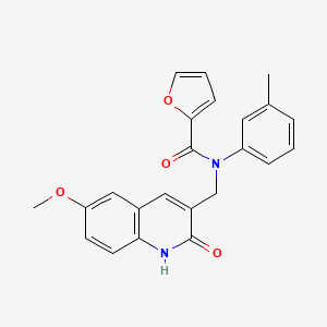 molecular formula C23H20N2O4 B7692983 N-((2-hydroxy-6-methoxyquinolin-3-yl)methyl)-N-(m-tolyl)furan-2-carboxamide 