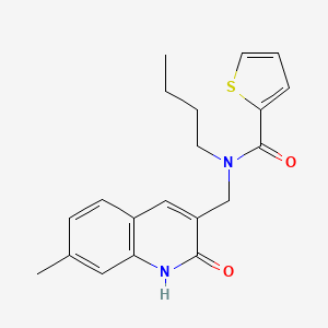 molecular formula C20H22N2O2S B7693005 N-butyl-N-((2-hydroxy-7-methylquinolin-3-yl)methyl)thiophene-2-carboxamide 