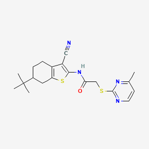 molecular formula C20H24N4OS2 B7693059 N-(6-tert-Butyl-3-cyano-4,5,6,7-tetrahydro-1-benzothiophen-2-yl)-2-(4-methylpyrimidin-2-yl)sulfanylacetamide CAS No. 677294-28-9