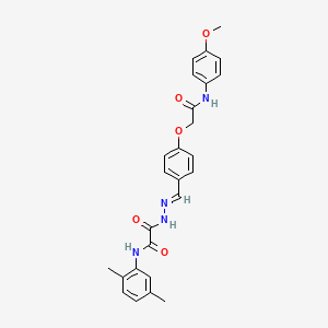 molecular formula C26H26N4O5 B7693113 (E)-N-(2,5-dimethylphenyl)-2-(2-(4-(2-((4-methoxyphenyl)amino)-2-oxoethoxy)benzylidene)hydrazinyl)-2-oxoacetamide 