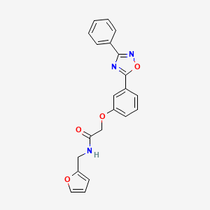molecular formula C21H17N3O4 B7693123 N-(furan-2-ylmethyl)-2-(3-(3-phenyl-1,2,4-oxadiazol-5-yl)phenoxy)acetamide 