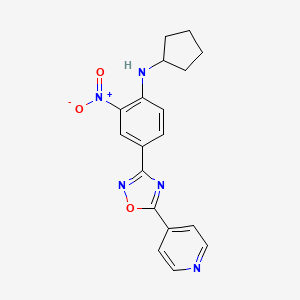 molecular formula C18H17N5O3 B7693126 N-cyclopentyl-2-nitro-4-(5-(pyridin-4-yl)-1,2,4-oxadiazol-3-yl)aniline 