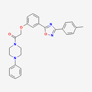 molecular formula C27H26N4O3 B7693127 1-(4-phenylpiperazin-1-yl)-2-(3-(3-(p-tolyl)-1,2,4-oxadiazol-5-yl)phenoxy)ethanone 