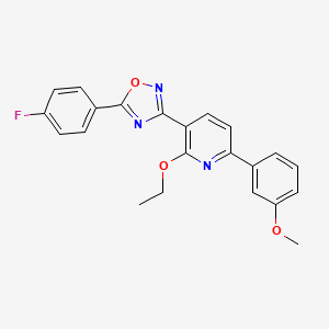 molecular formula C22H18FN3O3 B7693150 3-(2-ethoxy-6-(3-methoxyphenyl)pyridin-3-yl)-5-(4-fluorophenyl)-1,2,4-oxadiazole 