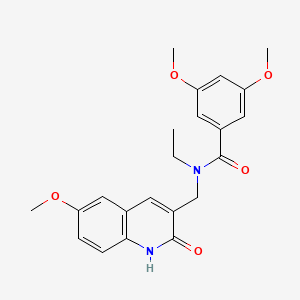 molecular formula C22H24N2O5 B7693160 N-ethyl-N-((2-hydroxy-6-methoxyquinolin-3-yl)methyl)-3,5-dimethoxybenzamide 