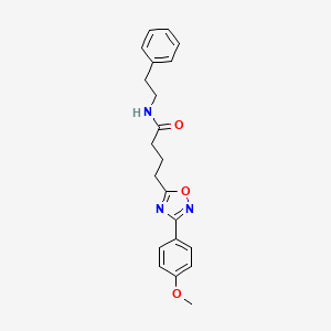 molecular formula C21H23N3O3 B7693161 4-(3-(4-methoxyphenyl)-1,2,4-oxadiazol-5-yl)-N-phenethylbutanamide 