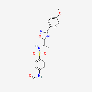 molecular formula C19H20N4O5S B7693166 N-(4-(N-(1-(3-(4-methoxyphenyl)-1,2,4-oxadiazol-5-yl)ethyl)sulfamoyl)phenyl)acetamide 
