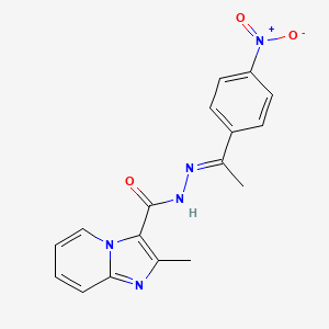molecular formula C17H15N5O3 B7693195 (E)-2-methyl-N'-(1-(4-nitrophenyl)ethylidene)imidazo[1,2-a]pyridine-3-carbohydrazide CAS No. 898061-42-2