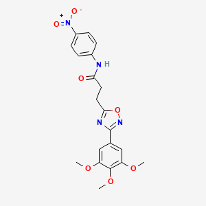 molecular formula C20H20N4O7 B7693198 N-(4-nitrophenyl)-3-(3-(3,4,5-trimethoxyphenyl)-1,2,4-oxadiazol-5-yl)propanamide 