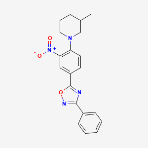 molecular formula C20H20N4O3 B7693211 5-(4-(3-methylpiperidin-1-yl)-3-nitrophenyl)-3-phenyl-1,2,4-oxadiazole 