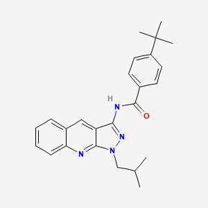 molecular formula C25H28N4O B7693234 4-(tert-butyl)-N-(1-isobutyl-1H-pyrazolo[3,4-b]quinolin-3-yl)benzamide 
