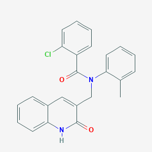 molecular formula C24H19ClN2O2 B7693241 2-chloro-N-((2-hydroxyquinolin-3-yl)methyl)-N-(o-tolyl)benzamide 