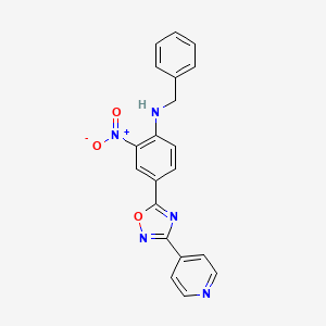 molecular formula C20H15N5O3 B7693245 N-benzyl-2-nitro-4-(3-(pyridin-4-yl)-1,2,4-oxadiazol-5-yl)aniline 