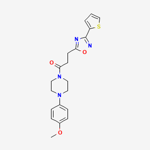 molecular formula C20H22N4O3S B7693246 1-(4-(4-methoxyphenyl)piperazin-1-yl)-3-(3-(thiophen-2-yl)-1,2,4-oxadiazol-5-yl)propan-1-one 