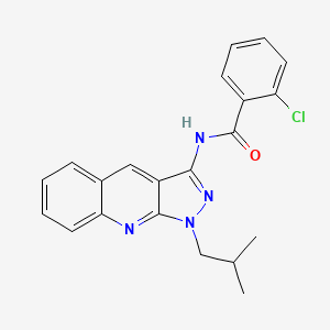 molecular formula C21H19ClN4O B7693248 2-chloro-N-(1-isobutyl-1H-pyrazolo[3,4-b]quinolin-3-yl)benzamide 