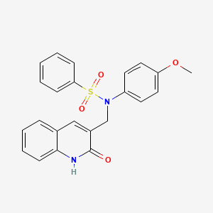 molecular formula C23H20N2O4S B7693249 N-((2-hydroxyquinolin-3-yl)methyl)-N-(4-methoxyphenyl)benzenesulfonamide 