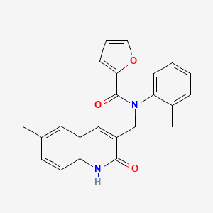molecular formula C23H20N2O3 B7693272 N-((2-hydroxy-6-methylquinolin-3-yl)methyl)-N-(o-tolyl)furan-2-carboxamide 