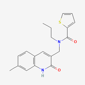 molecular formula C19H20N2O2S B7693275 N-((2-hydroxy-7-methylquinolin-3-yl)methyl)-N-propylthiophene-2-carboxamide 