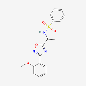 molecular formula C17H17N3O4S B7693283 N-(1-(3-(2-methoxyphenyl)-1,2,4-oxadiazol-5-yl)ethyl)benzenesulfonamide 