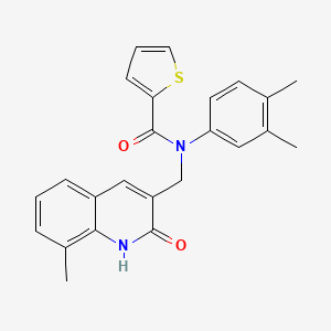 molecular formula C24H22N2O2S B7693295 N-(3,4-dimethylphenyl)-N-((2-hydroxy-8-methylquinolin-3-yl)methyl)thiophene-2-carboxamide 