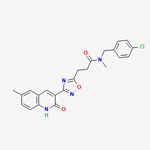 molecular formula C23H21ClN4O3 B7693297 N-(4-chlorobenzyl)-3-(3-(2-hydroxy-6-methylquinolin-3-yl)-1,2,4-oxadiazol-5-yl)-N-methylpropanamide 