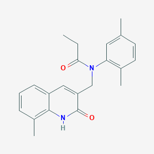 molecular formula C22H24N2O2 B7693309 N-(2,5-dimethylphenyl)-N-((2-hydroxy-8-methylquinolin-3-yl)methyl)propionamide 