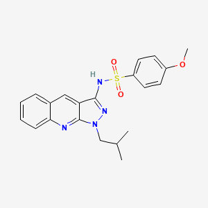 molecular formula C21H22N4O3S B7693322 N-(1-isobutyl-1H-pyrazolo[3,4-b]quinolin-3-yl)-4-methoxybenzenesulfonamide 