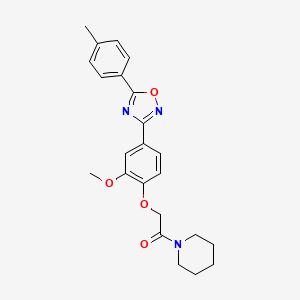 molecular formula C23H25N3O4 B7693341 2-(2-methoxy-4-(5-(p-tolyl)-1,2,4-oxadiazol-3-yl)phenoxy)-1-(piperidin-1-yl)ethanone 