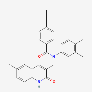 molecular formula C30H32N2O2 B7693365 4-(tert-butyl)-N-(3,4-dimethylphenyl)-N-((2-hydroxy-6-methylquinolin-3-yl)methyl)benzamide 