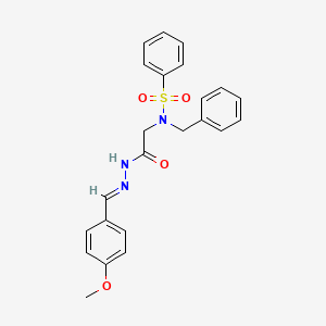molecular formula C23H23N3O4S B7693376 (E)-N-benzyl-N-(2-(2-(4-methoxybenzylidene)hydrazinyl)-2-oxoethyl)benzenesulfonamide 