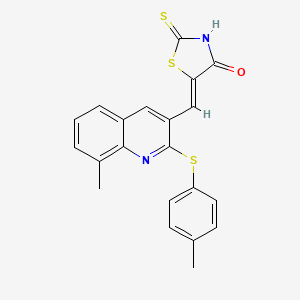molecular formula C21H16N2OS3 B7693400 (Z)-5-((8-methyl-2-(p-tolylthio)quinolin-3-yl)methylene)-2-thioxothiazolidin-4-one 