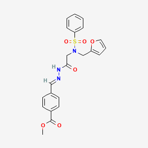 (E)-methyl 4-((2-(2-(N-(furan-2-ylmethyl)phenylsulfonamido)acetyl)hydrazono)methyl)benzoate