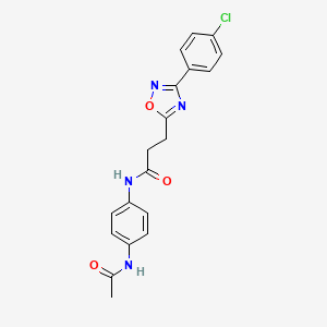 molecular formula C19H17ClN4O3 B7693499 N-(4-acetamidophenyl)-3-(3-(4-chlorophenyl)-1,2,4-oxadiazol-5-yl)propanamide 