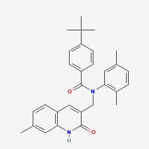 molecular formula C30H32N2O2 B7693510 4-(tert-butyl)-N-(2,5-dimethylphenyl)-N-((2-hydroxy-7-methylquinolin-3-yl)methyl)benzamide 