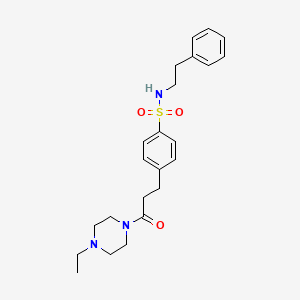 molecular formula C23H31N3O3S B7693518 4-(3-(4-ethylpiperazin-1-yl)-3-oxopropyl)-N-phenethylbenzenesulfonamide 