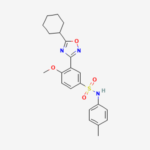 molecular formula C22H25N3O4S B7693527 3-(5-cyclohexyl-1,2,4-oxadiazol-3-yl)-4-methoxy-N-(p-tolyl)benzenesulfonamide 