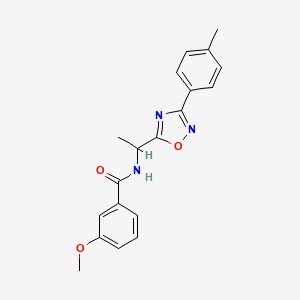 molecular formula C19H19N3O3 B7693529 3-methoxy-N-(1-(3-(p-tolyl)-1,2,4-oxadiazol-5-yl)ethyl)benzamide 