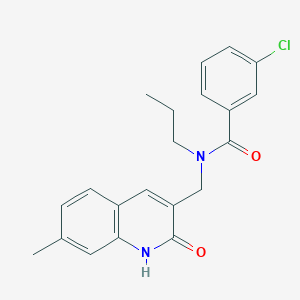 molecular formula C21H21ClN2O2 B7693533 3-chloro-N-((2-hydroxy-7-methylquinolin-3-yl)methyl)-N-propylbenzamide 