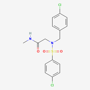 molecular formula C16H16Cl2N2O3S B7693542 2-(4-chloro-N-(4-chlorobenzyl)phenylsulfonamido)-N-methylacetamide 