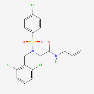 molecular formula C18H17Cl3N2O3S B7693562 N-allyl-2-(4-chloro-N-(2,6-dichlorobenzyl)phenylsulfonamido)acetamide 