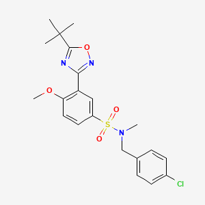 molecular formula C21H24ClN3O4S B7693574 3-(5-(tert-butyl)-1,2,4-oxadiazol-3-yl)-N-(4-chlorobenzyl)-4-methoxy-N-methylbenzenesulfonamide 