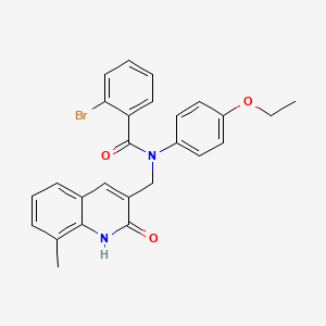 molecular formula C26H23BrN2O3 B7693618 2-bromo-N-(4-ethoxyphenyl)-N-((2-hydroxy-8-methylquinolin-3-yl)methyl)benzamide 