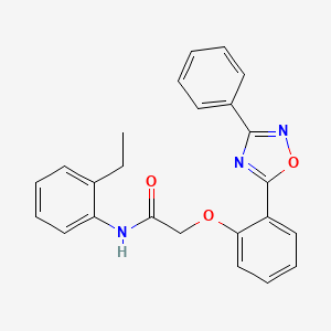 molecular formula C24H21N3O3 B7693641 N-(2-ethylphenyl)-2-(2-(3-phenyl-1,2,4-oxadiazol-5-yl)phenoxy)acetamide 