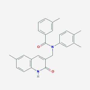 N-(3,4-dimethylphenyl)-N-((2-hydroxy-6-methylquinolin-3-yl)methyl)-3-methylbenzamide