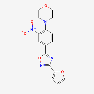 molecular formula C16H14N4O5 B7693661 4-(4-(3-(furan-2-yl)-1,2,4-oxadiazol-5-yl)-2-nitrophenyl)morpholine 